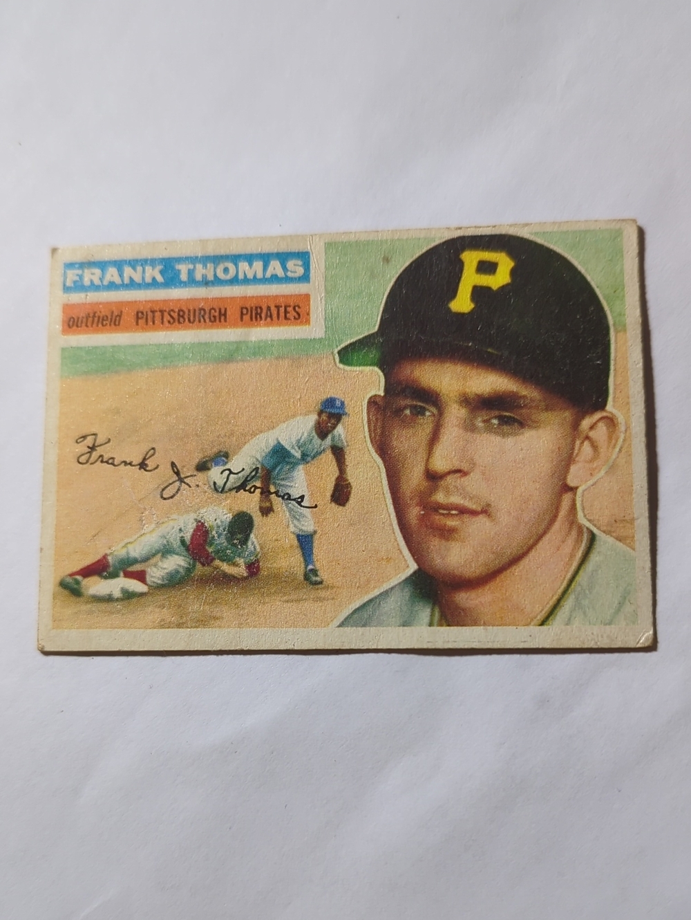 1956 Topps - Frank Thomas #153 Gray Back Signed on Front